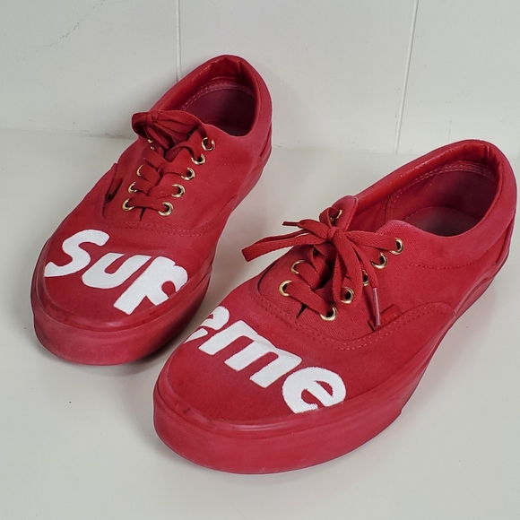 Vans red and white supreme skater sneakers men size 10 - Picture 5 of 12